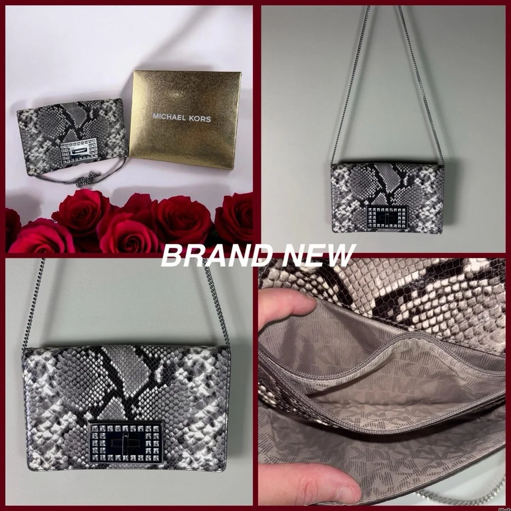 Michael Kors Python Clutch and Crossbody with Swarvorski Crystals - Picture 2 of 2